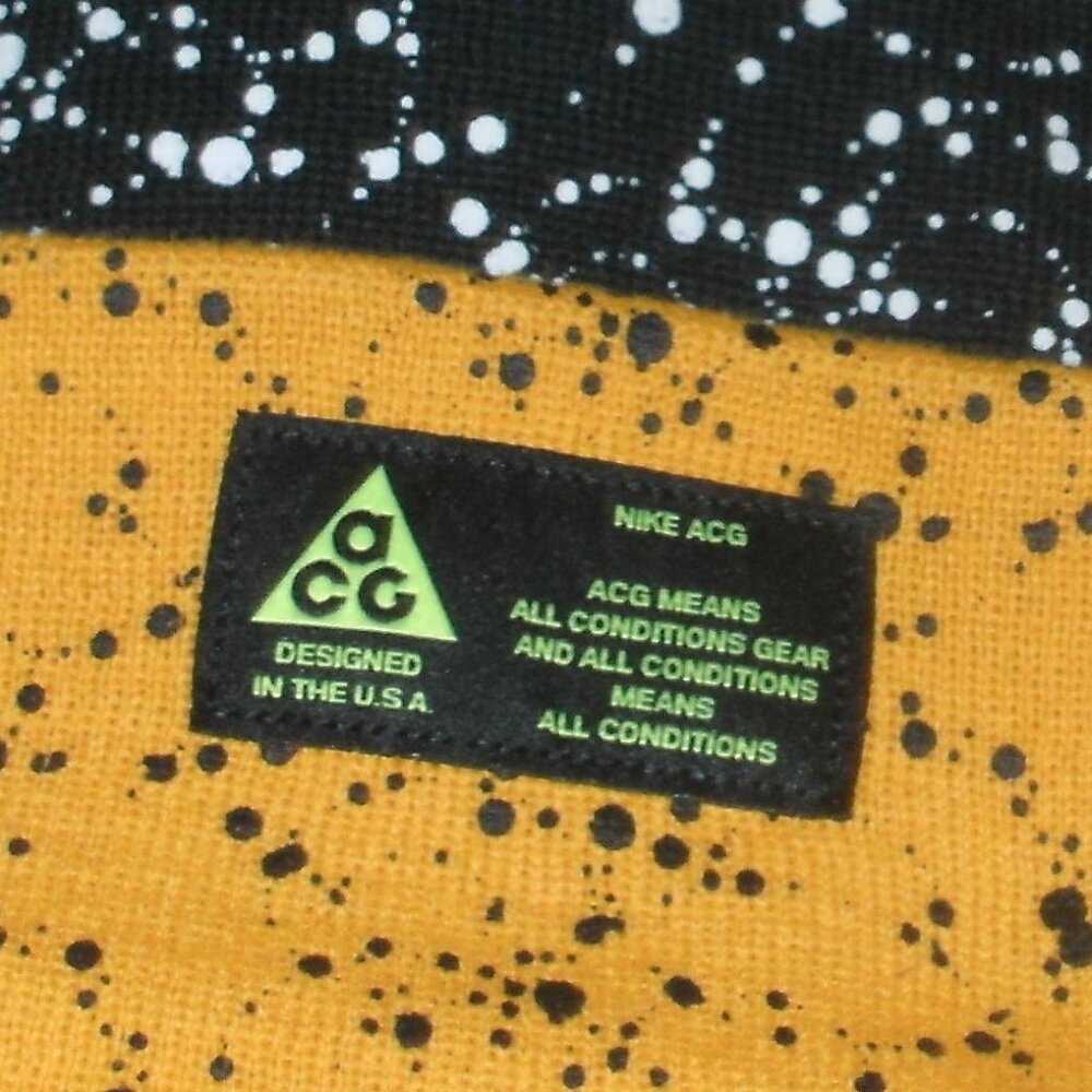 Nike ACG Reversible Black Yellow Splatter Errolson Hugh Edition Knit Beanie Hat - Picture 3 of 3